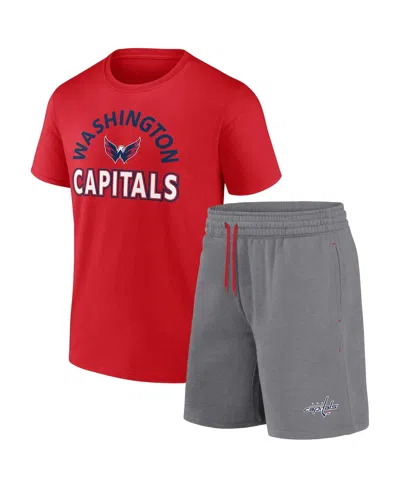 Fanatics Men's Washington Capitals Humble Combo Pack T-shirt Shorts In Black,heather Gray