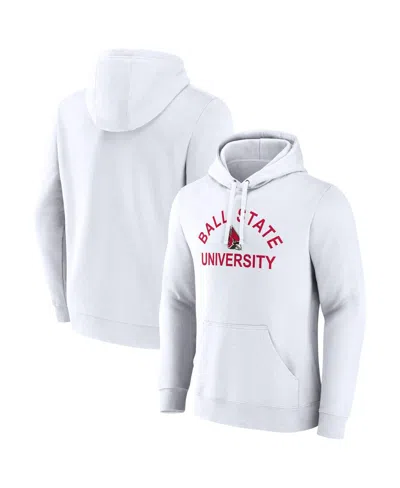Fanatics Men's White Ball State Cardinals Primary Logo Pullover Hoodie