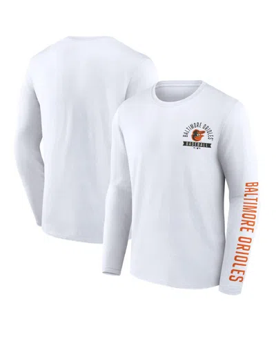 Fanatics Men's White Baltimore Orioles Press Box Long Sleeve T-shirt