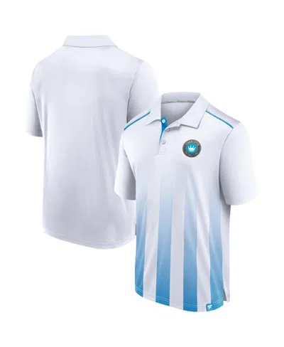 Fanatics Men's White Charlotte Fc Line Up Fade Polo Shirt In White,blue