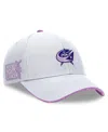 Fanatics Men's White Columbus Blue Jackets Authentic Pro Hockey Fights Cancer Adjustable Hat In White