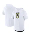 Fanatics Men's White Columbus Crew Hat Trick Stadium Slub Raglan Short Sleeve Pullover Hoodie