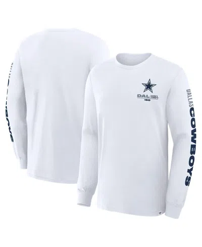 Fanatics Men's White Dallas Cowboys Clock Management Legacy Long Sleeve T-shirt In Gray
