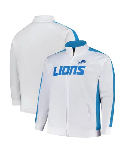 Fanatics Men's White Detroit Lions Big Tall Tricot Full-zip Track Jacket