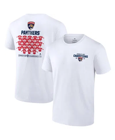 Fanatics Men's White Florida Panthers 2024 Stanley Cup Champions Jersey Roster T-shirt