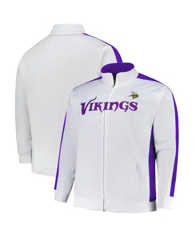 Fanatics Men's White Minnesota Vikings Big Tall Tricot Full-zip Track Jacket