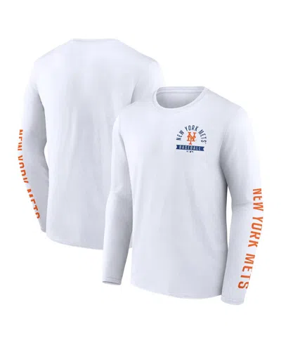 Fanatics Men's White New York Mets Press Box Long Sleeve T-shirt