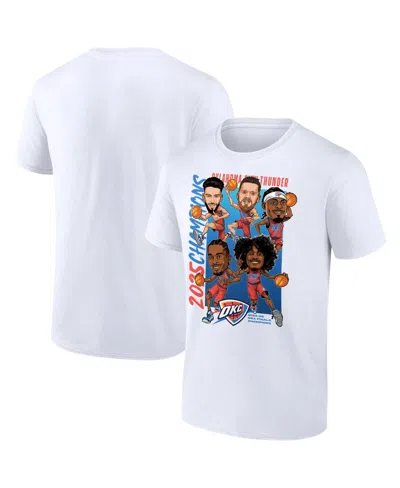 FANATICS MEN'S WHITE OKLAHOMA CITY THUNDER 2025 NBA FINALS CHAMPIONS BIG TALL CARICATURE ROSTER T-SHIRT