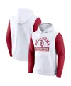 Fanatics Men's White Oklahoma Sooners Extra Point Colorblock Fleece Pullover Hoodie In White