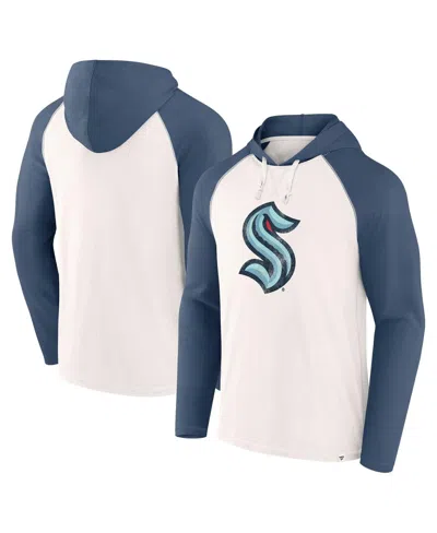 Fanatics Men's White Seattle Kraken Vintage Winger Pullover Hoodie In White,navy