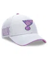 Fanatics Men's White St. Louis Blues Authentic Pro Hockey Fights Cancer Adjustable Hat In White
