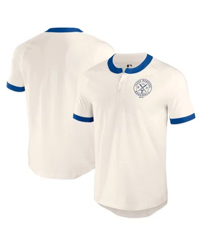 Fanatics Men's White Texas Rangers Henley Raglan T-shirt In White,royal