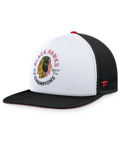 Fanatics Men's White/black Chicago Blackhawks Decades Collection Foam Front Snapback Hat In Multi