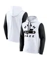 Fanatics Men's White/black Utah Jazz Attack Color Block Pullover Hoodie In Multi