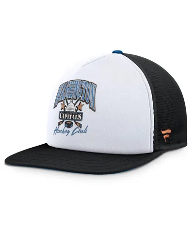 Fanatics Men's White/black Washington Capitals Decades Collection Foam Front Snapback Hat