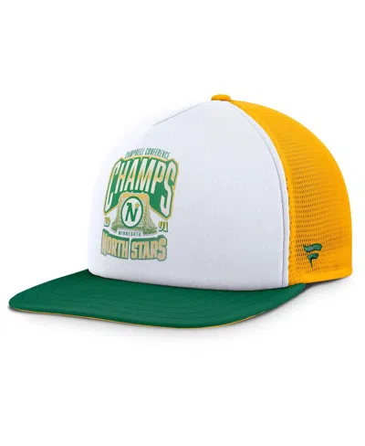 Fanatics Men's White/green Minnesota North Stars Decades Collection Foam Front Snapback Hat In Multi