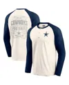 Fanatics Men's White/navy Dallas Cowboys Raglan Henley Long Sleeve T-shirt In White,navy