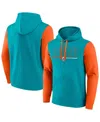 Fanatics Men's Aqua/orange Miami Dolphins Outline Pullover Hoodie In Aqua