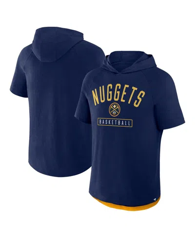 Fanatics Men's Athletic Navy Denver Nuggets Pass Legend Hooded T-shirt In Athletic Navy,yellow