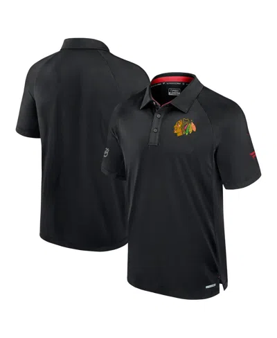 Fanatics Men'sâ Black Chicago Blackhawks Authentic Pro Rink Raglan Polo Shirt