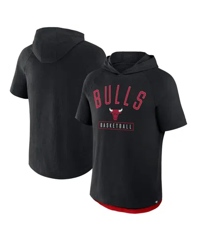 Fanatics Men's Black Chicago Bulls Pass Legend Hooded T-shirt In Black,red