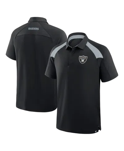 Fanatics Men'sâ Black Las Vegas Raiders Back Around Raglan Polo Shirt