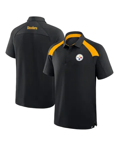 Fanatics Men'sâ Black Pittsburgh Steelers Back Around Raglan Polo Shirt