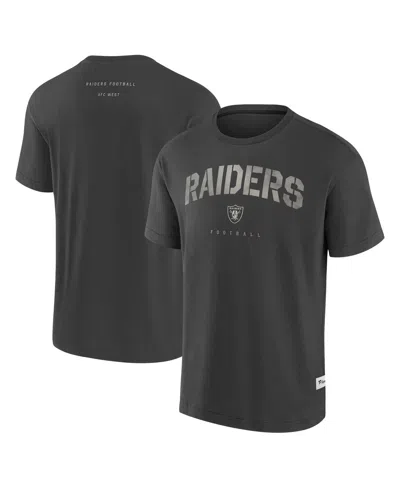 Fanatics Men'sâ Charcoal Las Vegas Raiders Elements Weathered Tonal Future Ground T-shirt In Black