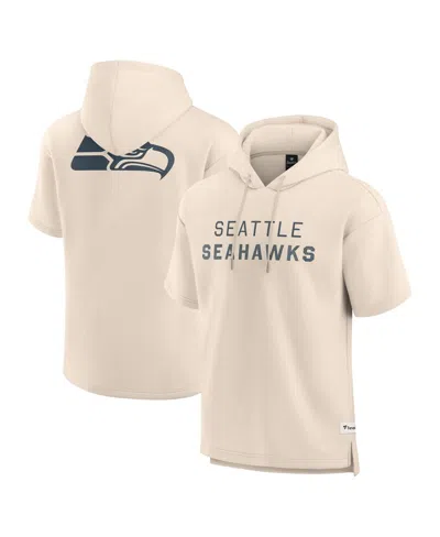 Fanatics Men'sâ Cream Seattle Seahawks Elements Future Ground Lettering Short Sleeve Pullover Hoodie In Neutral