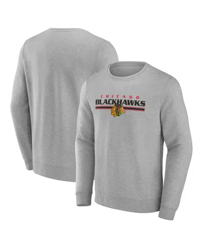 Fanatics Men's Gray Chicago Blackhawks Block Party Fleece Pullover Sweatshirt