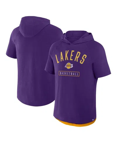Fanatics Men's Purple Los Angeles Lakers Pass Legend Hooded T-shirt In Purple,yellow