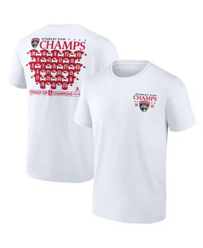 Fanatics Men'sâ White Florida Panthers 2025 Stanley Cup Champions Jersey Roster T-shirt