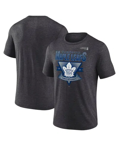 Fanatics Men's Heather Charcoal Toronto Maple Leaf's 2025 Stanley Cup Playoffs Crossbar Tri-blend T-shirt In Gray