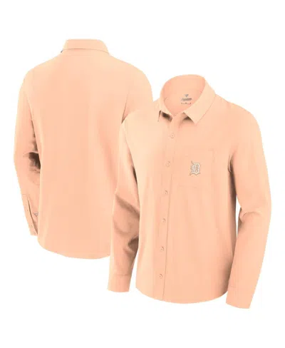 Fanatics Men'sâ Light Pink Detroit Tigers Front Office Long Sleeve Button-up Shirt
