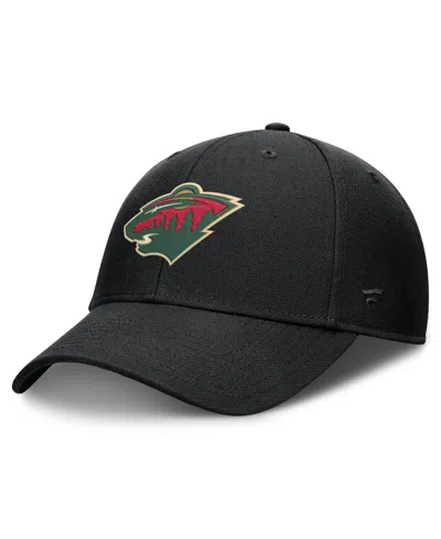 Fanatics Minnesota Wild Force Adjustable Embroidered Logo Curved-bill Hat In Black