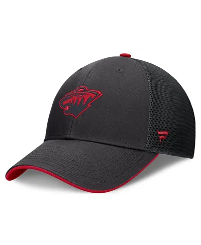 Fanatics Minnesota Wild Fundamental Limits Adjustable Trucker Hat In Black,red