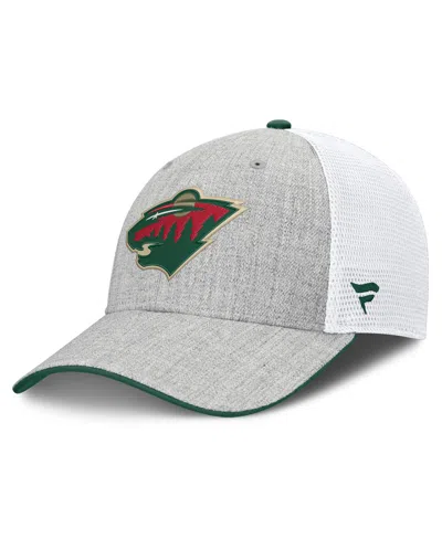 Fanatics Minnesota Wild Structured Mesh Trucker Hat In Heather Gray,white