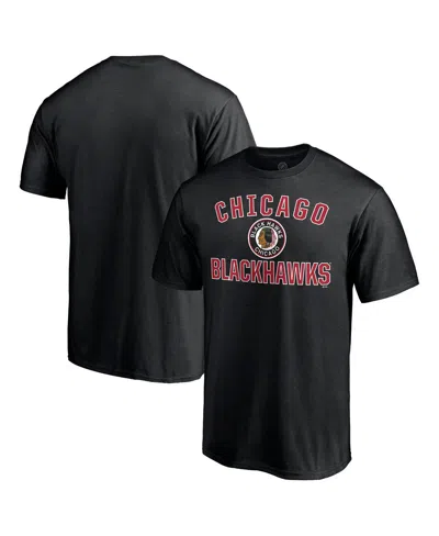 Fanatics Mto Label Men's Black Chicago Blackhawks Special Edition Victory Arch T-shirt In Brown
