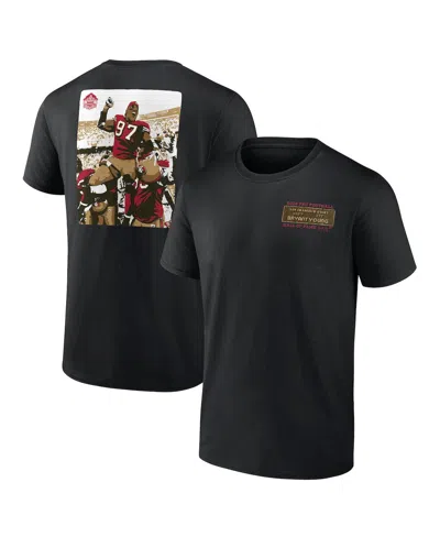 Fanatics Mto Label Men's Bryant Young Black San Francisco 49ers Hall Of Fame T-shirt
