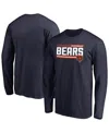 Fanatics Mto Label Men's Navy Chicago Bears Iconic Collection On Side Stripe Long Sleeve T-shirt