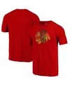 Fanatics Mto Label Men's Red Chicago Blackhawks Distressed Tri-blend T-shirt In Red