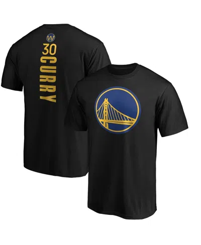 Fanatics Mto Label Men's Stephen Curry Black Golden State Warriors Playmaker Name Number Logo T-shirt