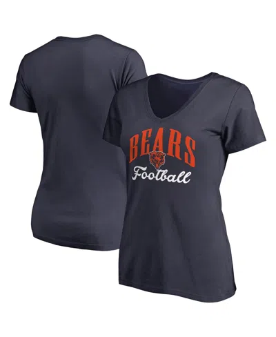 Fanatics Mto Label Women's Navy Chicago Bears Victory Script V-neck T-shirt In Blue