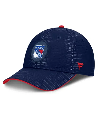 Fanatics New York Rangers Rink Stretch-fit Debossed Baseball Cap In Navy,red