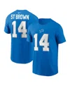 Fanatics Nike Men's Amon-ra St. Brown Blue Detroit Lions Name Number T-shirt In Blue