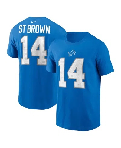 Fanatics Nike Men's Amon-ra St. Brown Blue Detroit Lions Name Number T-shirt