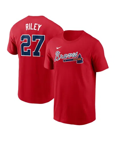 Fanatics Men's Austin Riley Red Atlanta Braves Fuse Name Number T-shirt In Sportred