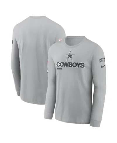 Fanatics Nike Men's Gray Dallas Cowboys 2024 Salute To Service Long Sleeve T-shirt