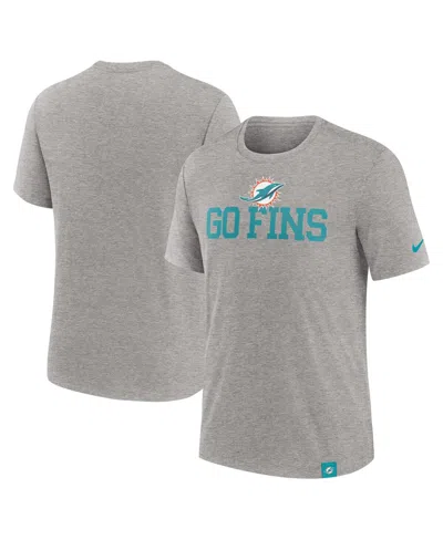 Fanatics Nike Men's Heather Gray Miami Dolphins Blitz Tri-blend T-shirt