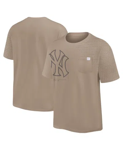 Fanatics Nike Men's Khaki New York Yankees Statement Max90 Pocket T-shirt In Khakib